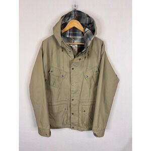 Sitka Live Among The Trees Mens Tan Khaki Plaid Lined Hooded Field Jacket Large